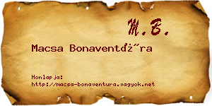 Macsa Bonaventúra névjegykártya